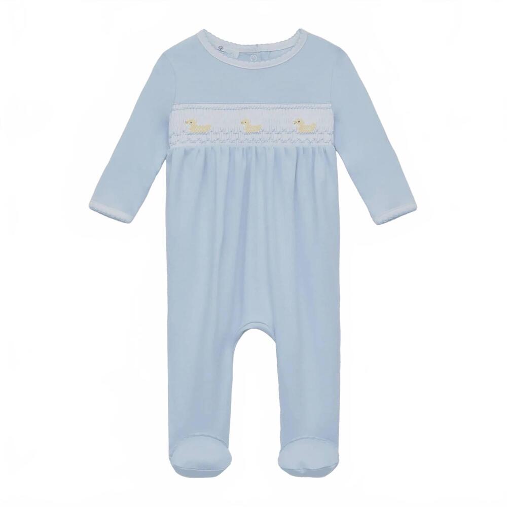 NEW MAGNOLIA BABY kids' little ducklings smocked footies in blue